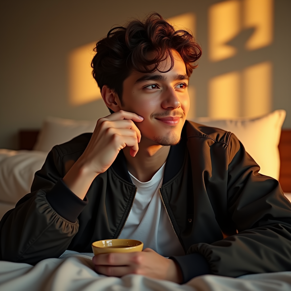 Influencer Photos — Young Man In A Bomber Jacket Social Media #0096 (Ideogram)