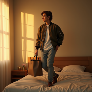 Influencer Photos — Young Man In A Bomber Jacket Social Media #0102 (FLUX)