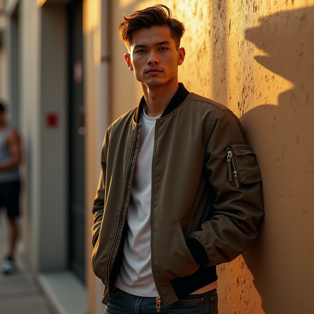 Influencer Photos — Young Man In A Bomber Jacket Social Media #0126 (FLUX)