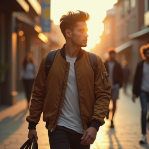 Influencer Photos — Young Man In A Bomber Jacket Social Media #0138 (FLUX)