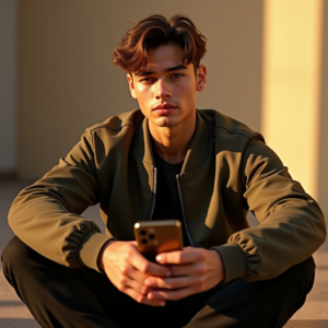 Influencer Photos — Young Man In A Bomber Jacket Social Media #0180 (Ideogram)