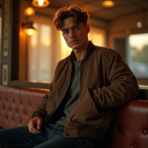 Influencer Photos — Young Man In A Bomber Jacket Social Media #0198 (FLUX)