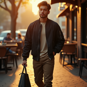 Influencer Photos — Young Man In A Bomber Jacket Social Media #0210 (FLUX)