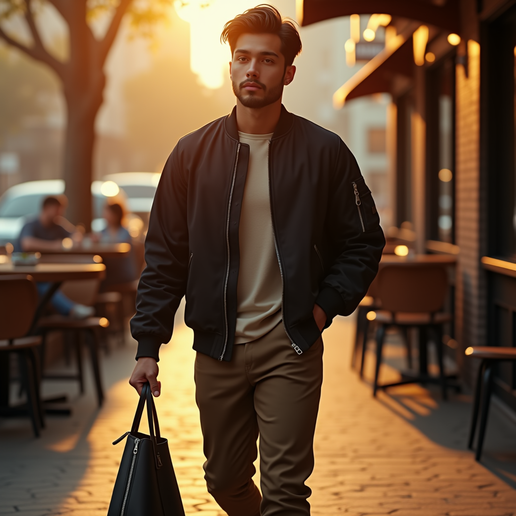 Influencer Photos — Young Man In A Bomber Jacket Social Media #0210 (FLUX)