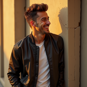 Influencer Photos — Young Man In A Bomber Jacket Social Media #0227 (Recraft)