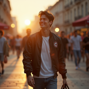 Influencer Photos — Young Man In A Bomber Jacket Social Media #0239 (Recraft)