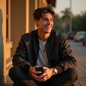 Influencer Photos — Young Man In A Bomber Jacket Social Media #0245 (Stable Diffusion)