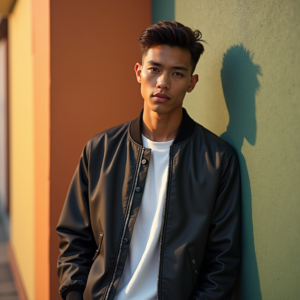 Influencer Photos — Young Man In A Bomber Jacket Social Media #0263 (Recraft)