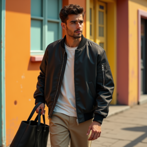 Influencer Photos — Young Man In A Bomber Jacket Social Media #0275 (Recraft)