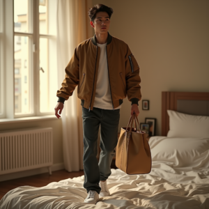 Influencer Photos — Young Man In A Bomber Jacket Social Media #0311 (Recraft)