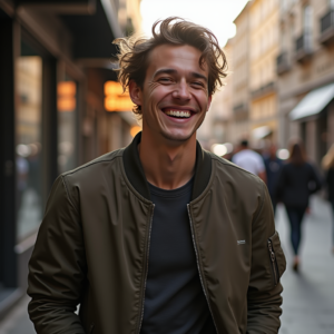 Influencer Photos — Young Man In A Bomber Jacket Social Media #0329 (Stable Diffusion)