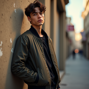 Influencer Photos — Young Man In A Bomber Jacket Social Media #0335 (Recraft)