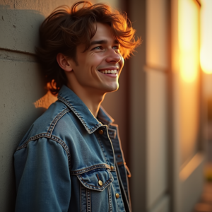 Influencer Photos — Young Man In A Denim Jacket Social Media #0016 (Midjourney)