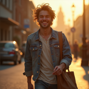 Influencer Photos — Young Man In A Denim Jacket Social Media #0028 (Midjourney)