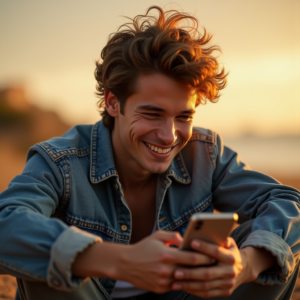 Influencer Photos — Young Man In A Denim Jacket Social Media #0034 (Firefly)