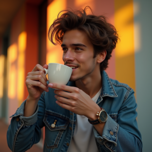 Influencer Photos — Young Man In A Denim Jacket Social Media #0058 (Firefly)