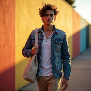 Influencer Photos — Young Man In A Denim Jacket Social Media #0064 (Midjourney)