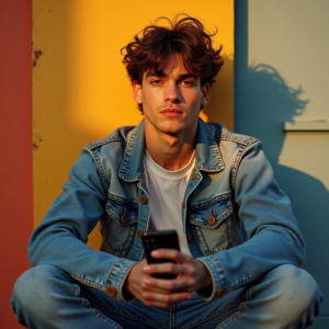 Influencer Photos — Young Man In A Denim Jacket Social Media #0070 (Firefly)