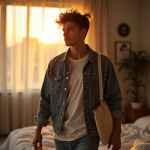 Influencer Photos — Young Man In A Denim Jacket Social Media #0100 (Midjourney)