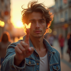 Influencer Photos — Young Man In A Denim Jacket Social Media #0112 (Midjourney)