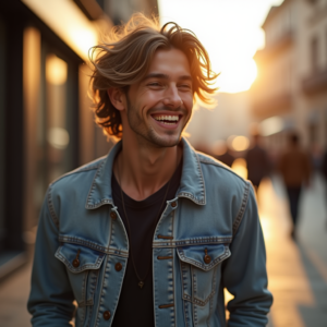 Influencer Photos — Young Man In A Denim Jacket Social Media #0118 (Firefly)