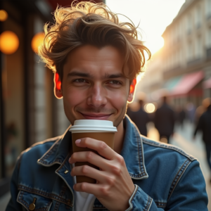 Influencer Photos — Young Man In A Denim Jacket Social Media #0130 (Firefly)