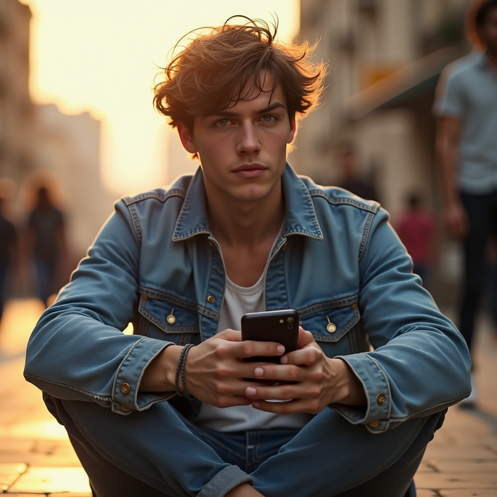 Influencer Photos — Young Man In A Denim Jacket Social Media #0142 (Firefly)