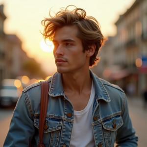 Influencer Photos — Young Man In A Denim Jacket Social Media #0172 (Midjourney)