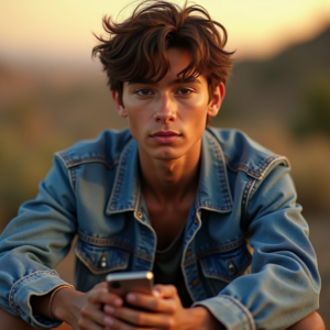 Influencer Photos — Young Man In A Denim Jacket Social Media #0178 (Firefly)