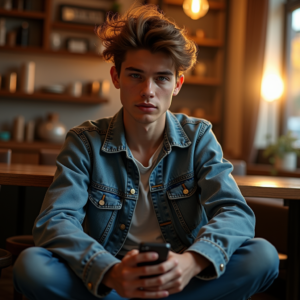 Influencer Photos — Young Man In A Denim Jacket Social Media #0214 (Firefly)