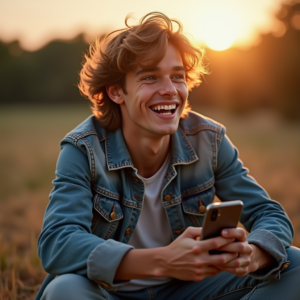 Influencer Photos — Young Man In A Denim Jacket Social Media #0243 (Dreamina)