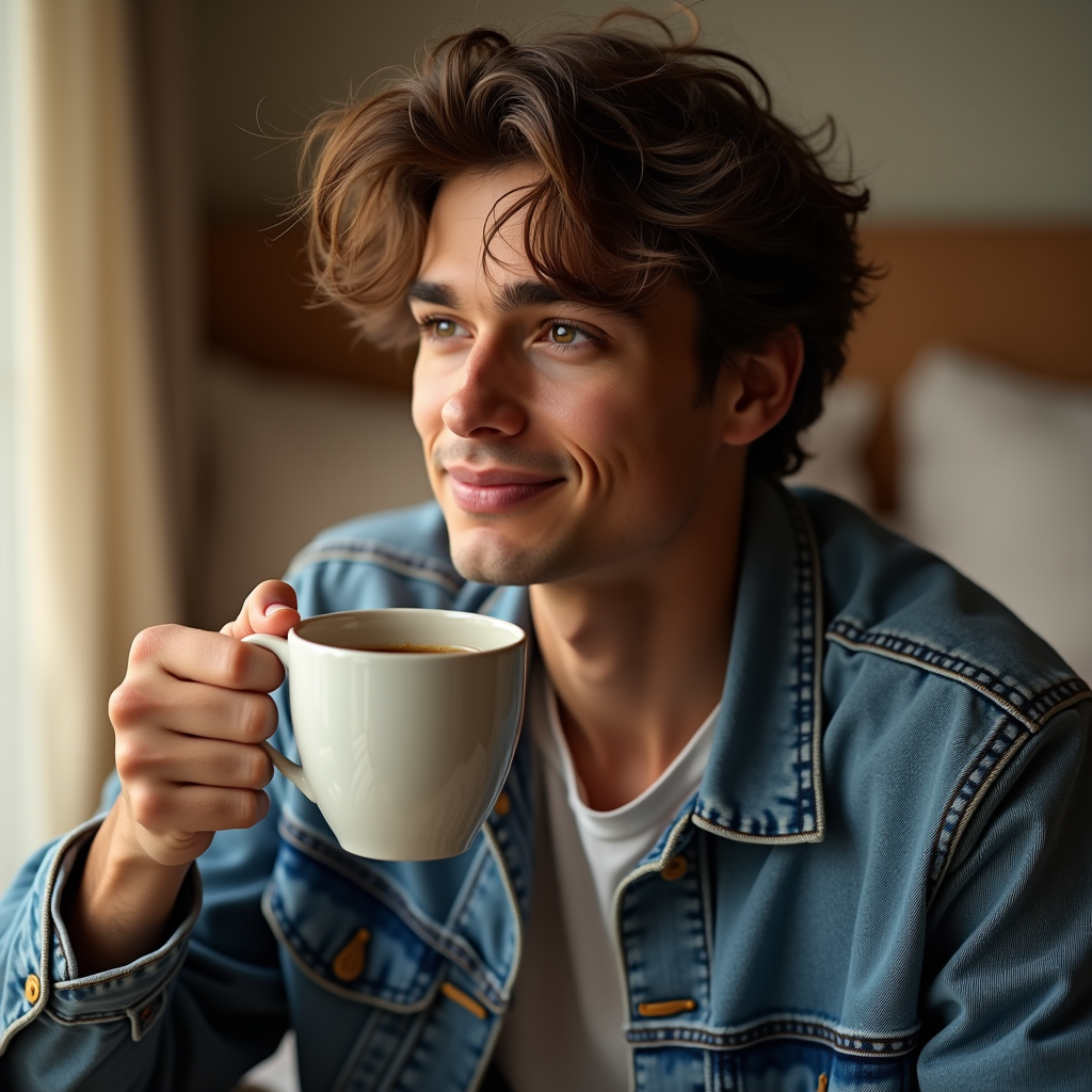 Influencer Photos — Young Man In A Denim Jacket Social Media #0303 (Dreamina)