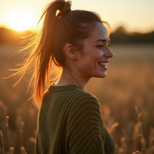 Influencer Photos — Young Woman With A High Ponytail Social Media #0007 (Krea)