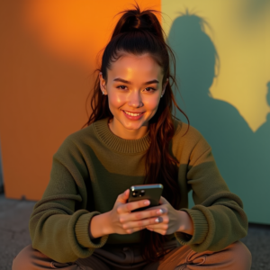 Influencer Photos — Young Woman With A High Ponytail Social Media #0067 (Krea)