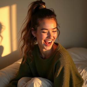 Influencer Photos — Young Woman With A High Ponytail Social Media #0079 (Krea)