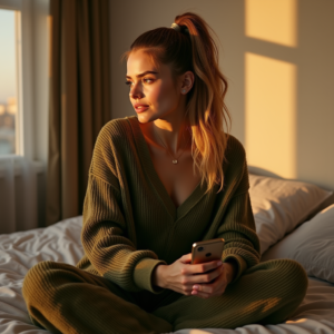 Influencer Photos — Young Woman With A High Ponytail Social Media #0103 (Krea)