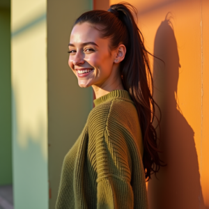 Influencer Photos — Young Woman With A High Ponytail Social Media #0252 (Ideogram)