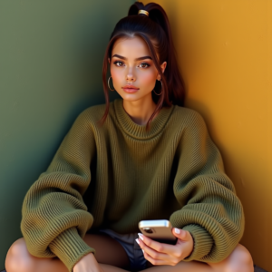 Influencer Photos — Young Woman With A High Ponytail Social Media #0276 (Ideogram)