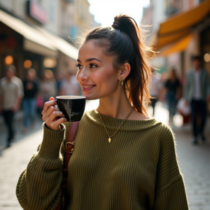 Influencer Photos — Young Woman With A High Ponytail Social Media #0336 (Ideogram)