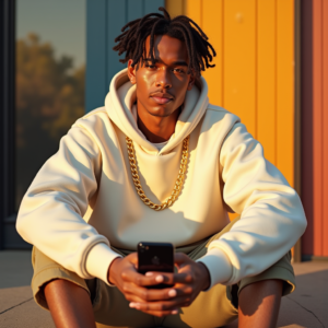 Instagram Portraits — Stylish Young Man In A Cream Social Media #0068 (Krea)
