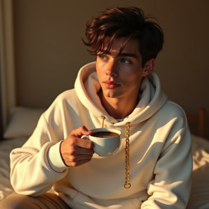 Instagram Portraits — Stylish Young Man In A Cream Social Media #0092 (Krea)