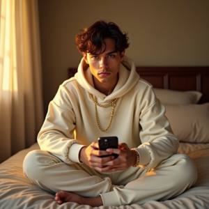 Instagram Portraits — Stylish Young Man In A Cream Social Media #0104 (Krea)