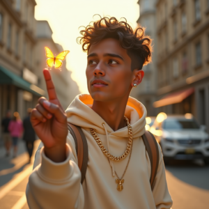 Instagram Portraits — Stylish Young Man In A Cream Social Media #0110 (Leonardo)