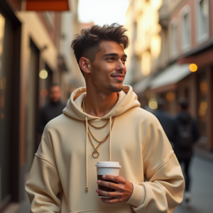Instagram Portraits — Stylish Young Man In A Cream Social Media #0128 (Krea)