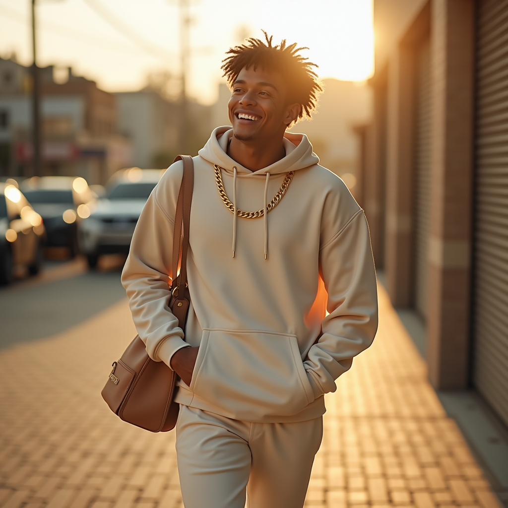 Instagram Portraits — Stylish Young Man In A Cream Social Media #0236 (Krea)