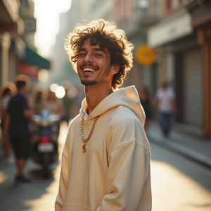 Instagram Portraits — Stylish Young Man In A Cream Social Media #0326 (Leonardo)