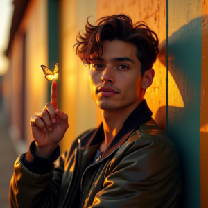 Instagram Portraits — Young Man In A Bomber Jacket Social Media #0042 (Stable Diffusion)