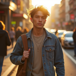 Instagram Portraits — Young Man In A Denim Jacket Social Media #0136 (Dreamina)
