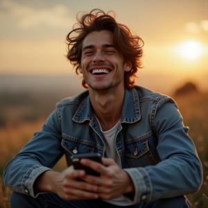 Instagram Portraits — Young Man In A Denim Jacket Social Media #0244 (Dreamina)