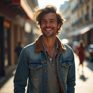 Instagram Portraits — Young Man In A Denim Jacket Social Media #0328 (Dreamina)